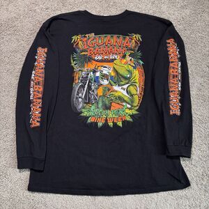Iguana Banana Rocky Point Mexico Bike Week Biker Long Sleeve T-Shirt Men's XL